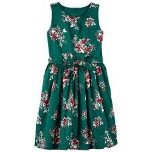 Carter's Green Floral Sateen Dress